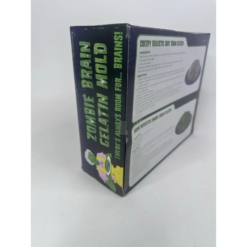Zombie Brain Jello Mold Halloween Gelatin Maker Green Recipes on Box Neon Green